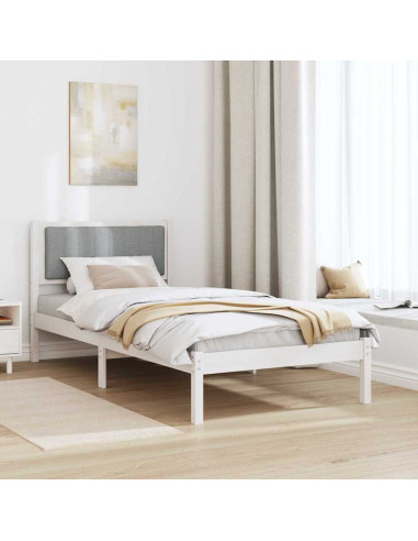 Letto con Testiera Rivestita Grigio chiaro 90 x 190 cm