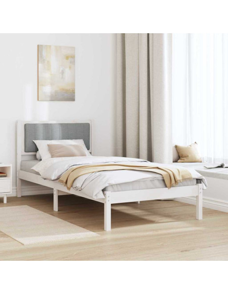 Letto con Testiera Rivestita Grigio chiaro 90 x 190 cm