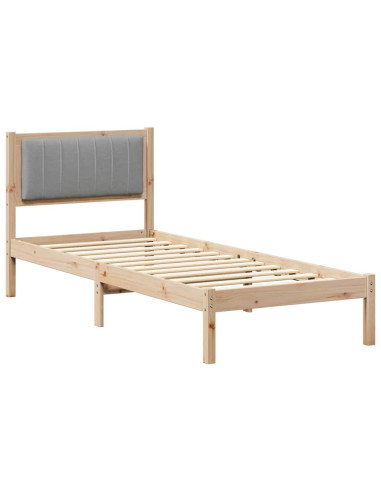 Letto con Testiera Rivestita Grigio chiaro 75 x 190 cm