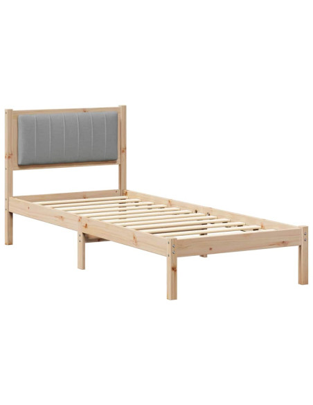 Letto con Testiera Rivestita Grigio chiaro 75 x 190 cm