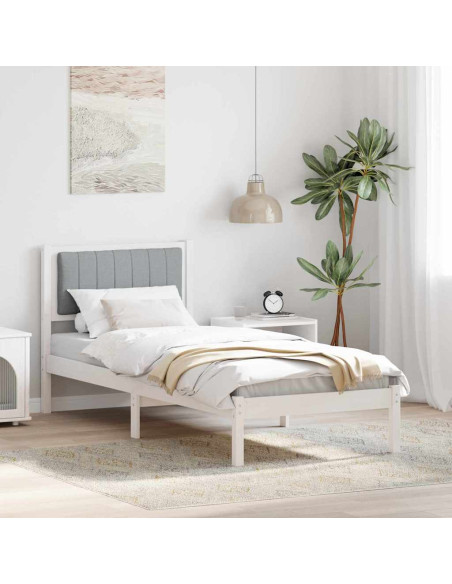 Letto con Testiera Rivestita Grigio chiaro 75 x 190 cm