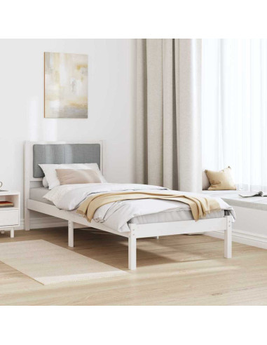 Letto con Testiera Rivestita Grigio chiaro 75 x 190 cm