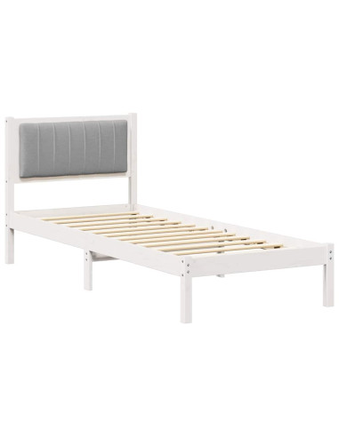 Letto con Testiera Rivestita Grigio chiaro 75 x 190 cm