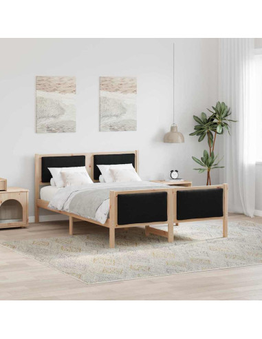 Struttura del letto con testiera Nero 135 x 190 cm Tessuto