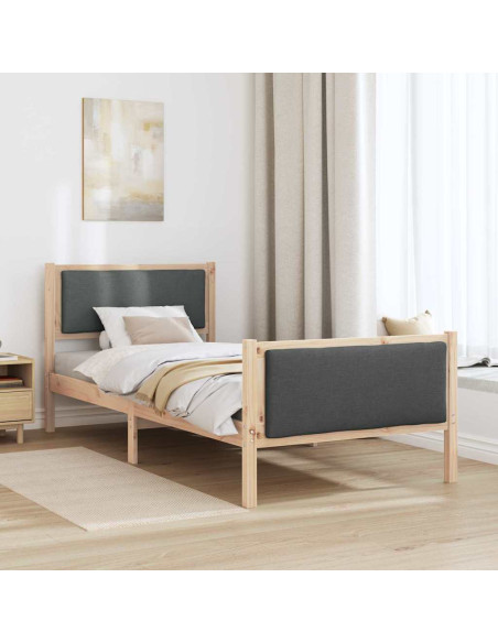 Struttura del letto Grigio scuro 100 x 200 cm Tessuto