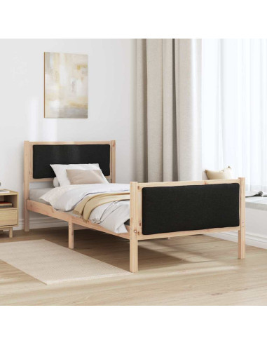 Struttura del letto con testiera Nero 90 x 200 cm Tessuto