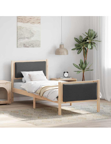 Struttura del letto Grigio scuro 75 x 190 cm Tessuto