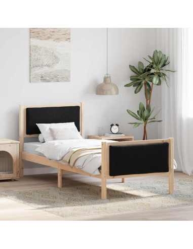 Struttura del letto con testiera Nero 75 x 190 cm Tessuto