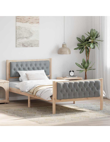 Struttura del letto Grigio chiaro 100 x 200 cm Pino massello