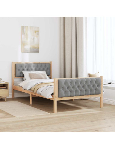 Struttura del letto Grigio chiaro 100 x 200 cm Pino massello