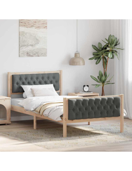 Struttura del letto Grigio scuro 100 x 200 cm Pino massello