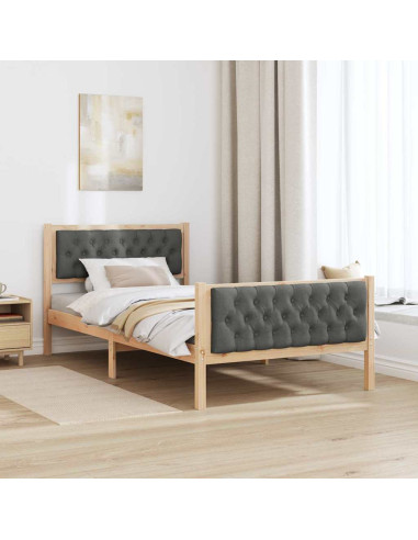 Struttura del letto Grigio scuro 100 x 200 cm Pino massello