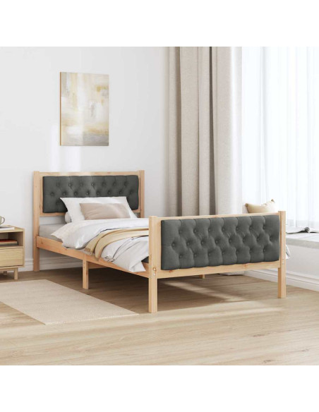 Struttura del letto Grigio scuro 100 x 200 cm Pino massello