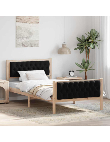 Struttura del letto Nero 100 x 200 cm Pino massello