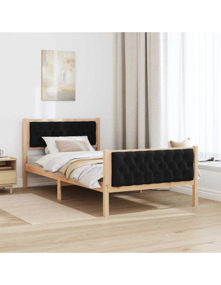 Struttura del letto Nero 100 x 200 cm Pino massello
