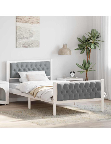 Struttura del letto Grigio chiaro 100 x 200 cm Pino massello