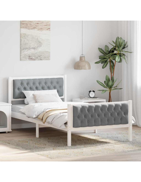 Struttura del letto Grigio chiaro 100 x 200 cm Pino massello