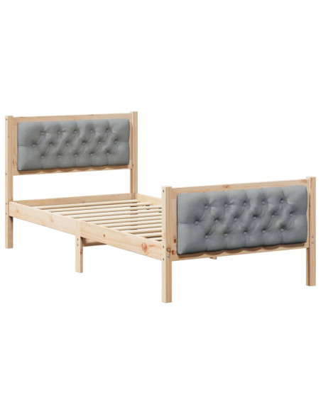 Struttura del letto Grigio chiaro 90 x 200 cm Pino massello