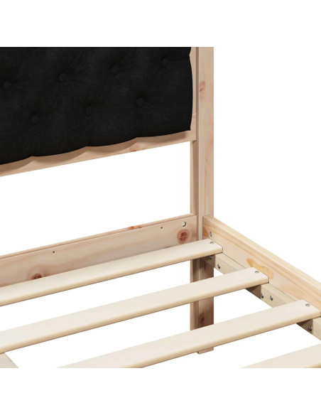 Struttura del letto con testiera Nero 90 x 200 cm Pino massello