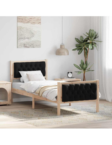 Struttura del letto con testiera Nero 80 x 200 cm Pino massello