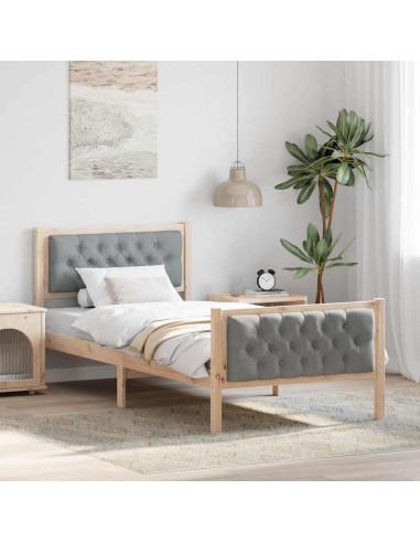 Struttura del letto Grigio chiaro 90 x 190 cm Pino massello