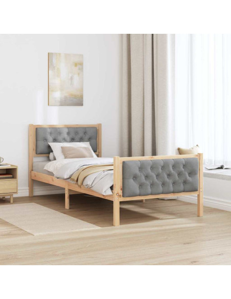 Struttura del letto Grigio chiaro 90 x 190 cm Pino massello