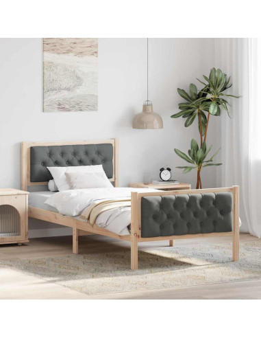 Struttura del letto Grigio scuro 90 x 190 cm Pino massello
