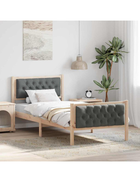 Struttura del letto Grigio scuro 90 x 190 cm Pino massello