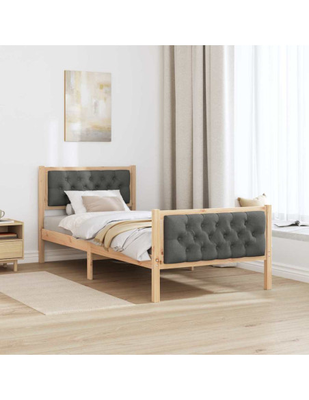 Struttura del letto Grigio scuro 90 x 190 cm Pino massello