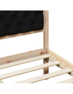 Struttura del letto con testiera Nero 90 x 190 cm Pino massello 2