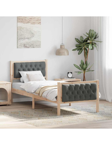 Struttura del letto Grigio scuro 75 x 190 cm Pino massello