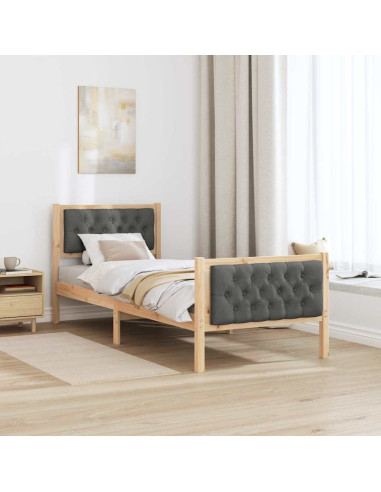 Struttura del letto Grigio scuro 75 x 190 cm Pino massello