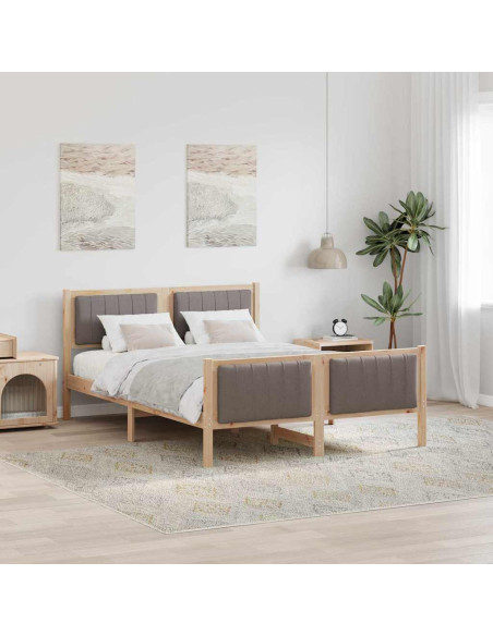 Struttura del Letto con testiera Marrone e taupe 135 x 190 cm