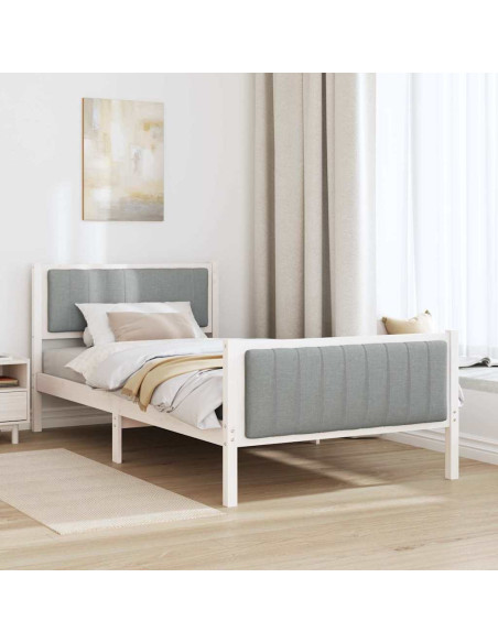 Struttura del Letto Bianco e grigio chiaro 100 x 200 cm