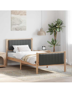 Struttura del Letto marrone e grigio scuro 90 x 200 cm 2