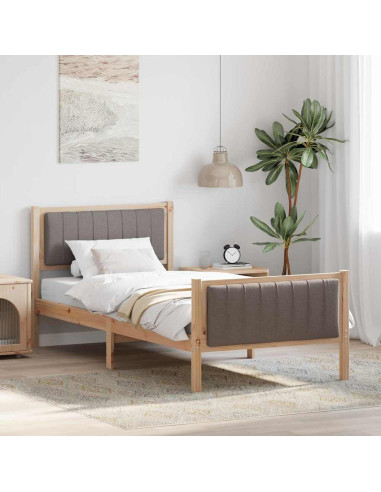 Struttura del Letto con testiera Marrone e taupe 90 x 200 cm