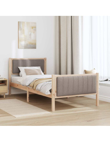 Struttura del Letto con testiera Marrone e taupe 90 x 200 cm