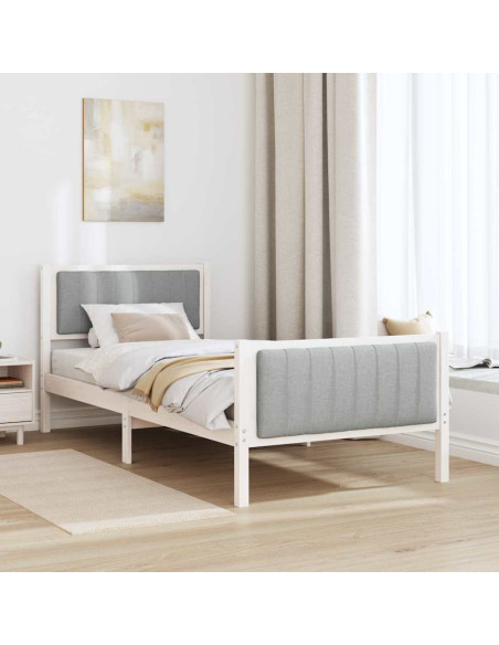 Struttura del Letto Bianco e grigio chiaro 90 x 200 cm