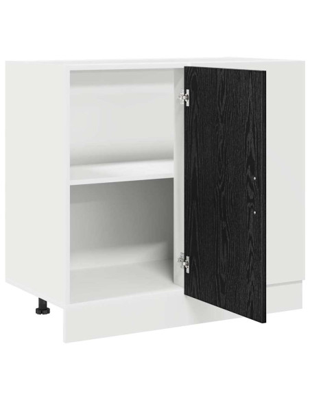 Mobile Base d'Angolo per Cucina con porta Riga Rovere nero