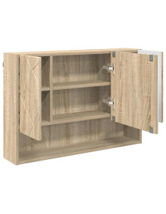 Mobiletto per specchio da bagno rovere sonoma 80 x 17 x 55 cm