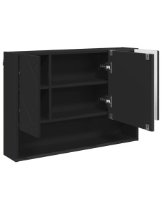 Mobiletto per specchio da bagno con porta Nero 80 x 17 x 55 cm