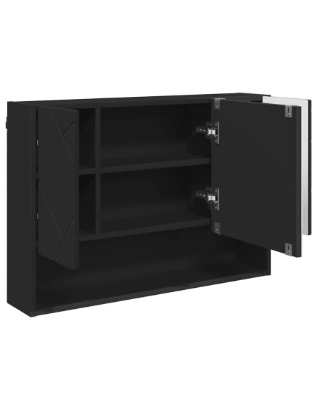 Mobiletto per specchio da bagno con porta Nero 80 x 17 x 55 cm