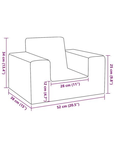 Divano per Bambini Grigio Chiaro in Morbido Peluche