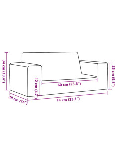 Divano per Bambini a 2 Posti Grigio Chiaro in Morbido Peluche