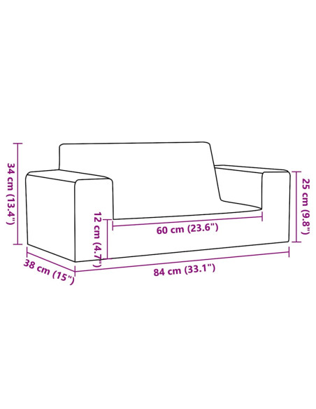 Divano per Bambini a 2 Posti Grigio Chiaro in Morbido Peluche