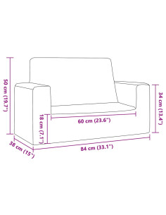 Divano per Bambini a 2 Posti Grigio Chiaro in Morbido Peluche