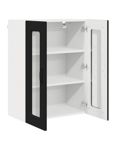 Pensile cucina con porta Nero 60 x 31 x 80 cm Legno multistrato