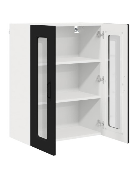 Pensile cucina con porta Nero 60 x 31 x 80 cm Legno multistrato