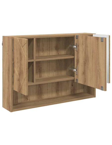 Mobiletto per specchio da bagno con porta rovere artigianale