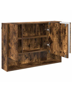 Mobiletto per specchio con porta Rovere fumé 80 x 17 x 55 cm